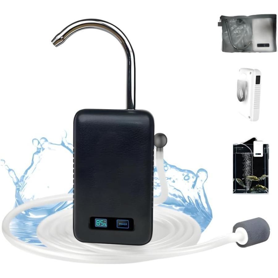 2025革新.5200mAh アウトドアポンプ ウォーターポンプ エアーポンプ 給水ポンプ LEDライト付き センサー感知スイッチ付き 電動式 一体化 釣り用