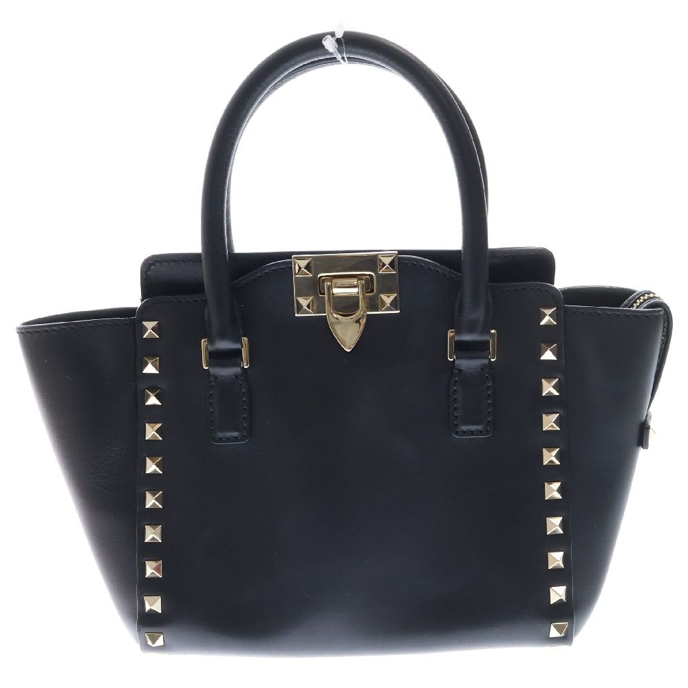 極美品■ヴァレンティノ　ハンドバッグ　2way　VLTN　キャンバス　レザー　黒 VALENTINO 黒 レザー ハンドバッグ 美品 VALENTINO GARAVANI