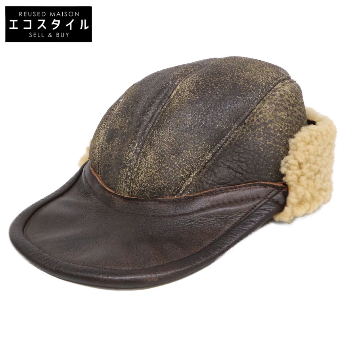 RRL ダブルアールエル 即決|世界56個 SHEARLING LAMBSKIN B2 FLYER HAT ムートン フライト キャップ M