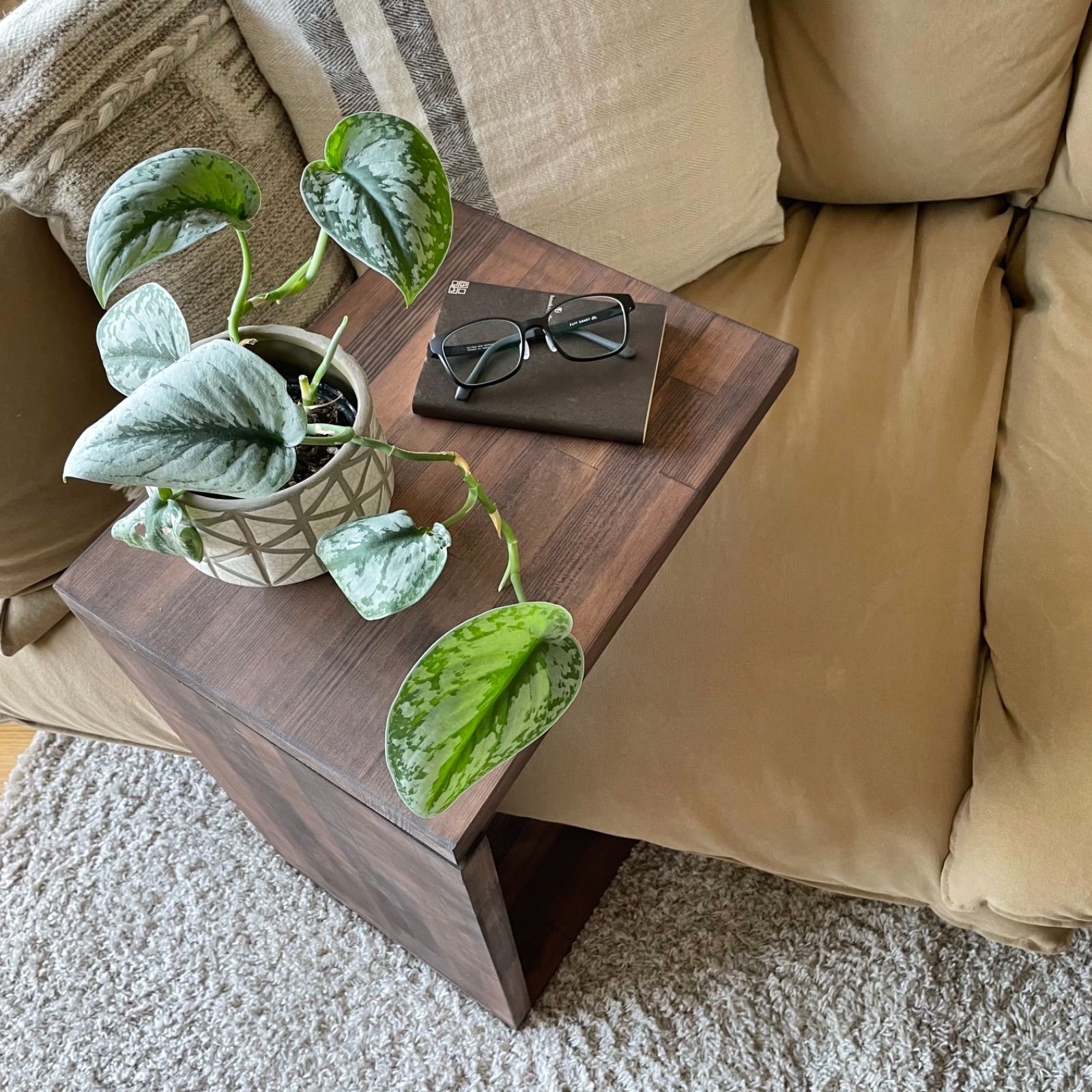 リノリウム×タモ サイドテーブル カフェテーブル ハンドメイド サイド