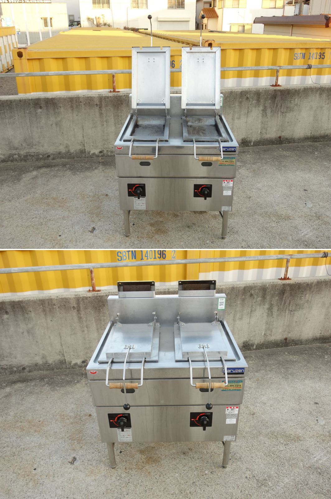 西濃支店止め K マルゼン 業務用 ガス式 自動 餃子 ギョーザ ギョウザ 焼き機 焼き器 グリラー 鉄板 2面 蓋 プロパンガス LPガス MGZS-087WB 31415