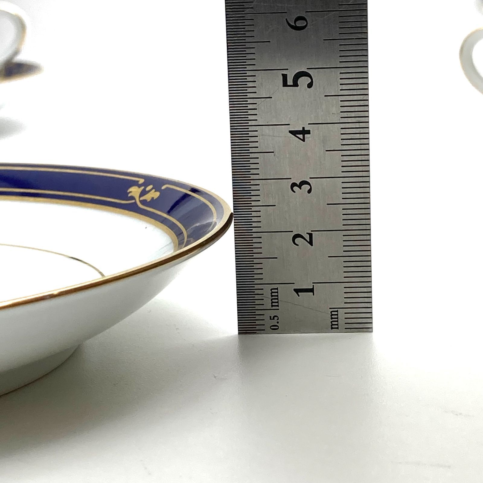 ② e) Noritake ノリタケ ブルーラインxゴールド 月桂樹 スープカップ