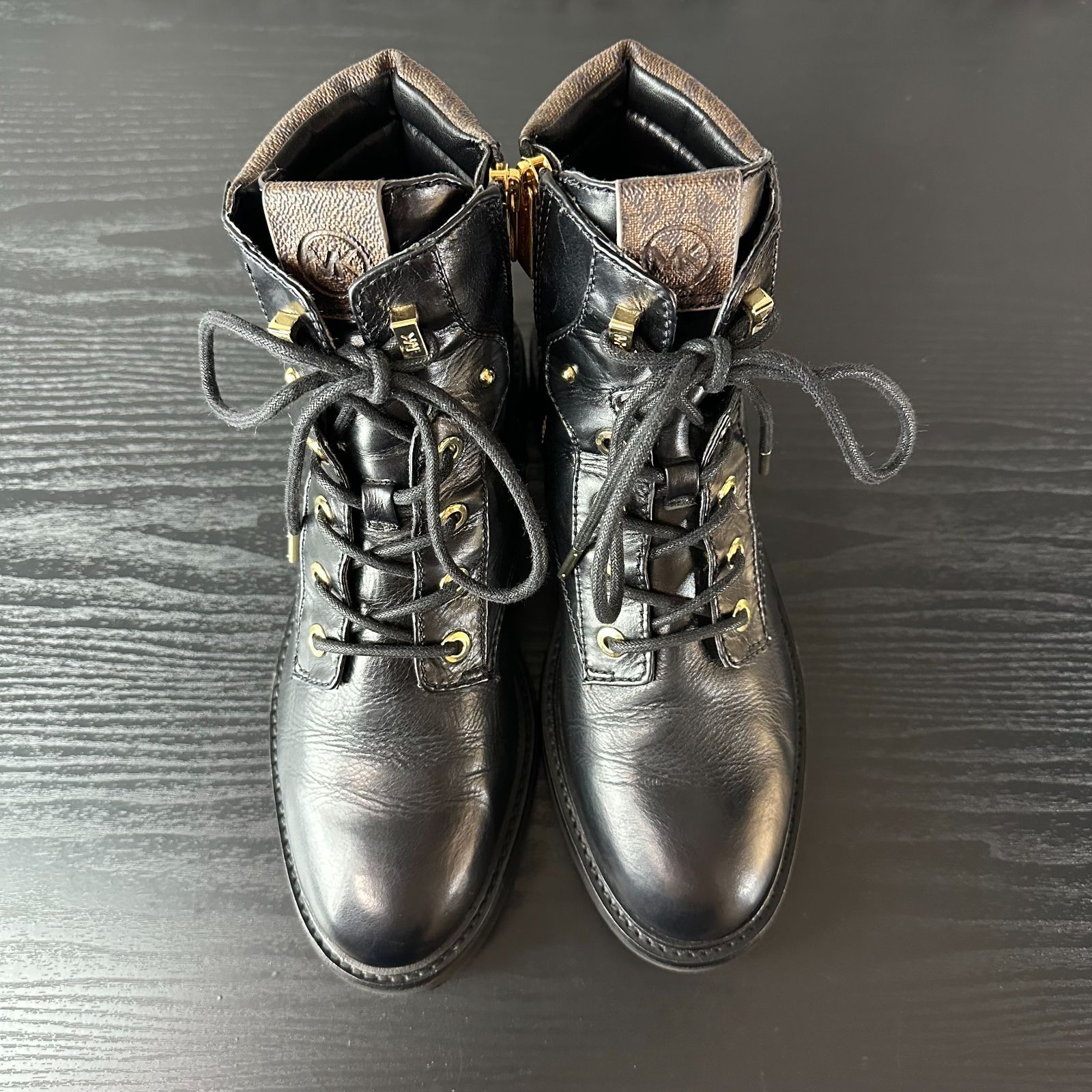 レースアップショートブーツ サイドジップ