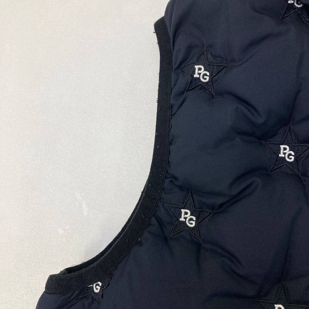 サイズ 0 PEARLY GATES パーリーゲイツ フード付 ダウン ジップベスト ロゴ 星刺繍 総柄 ネイビー系 240101480183 ゴルフウェア レディース ストスト LLC-HASEGAWATOSO_COM