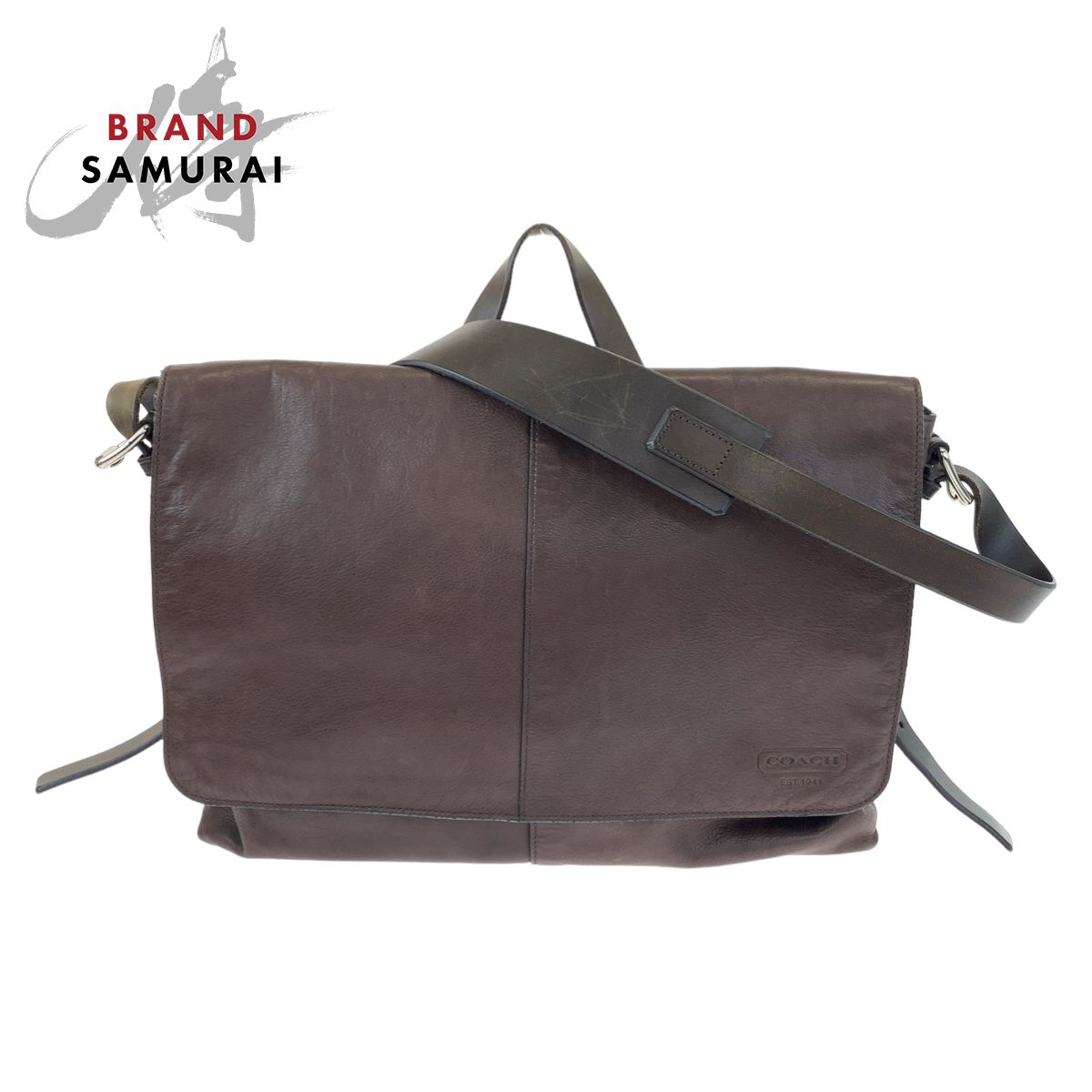 COACH コーチ トンプソン ブラウン 茶 レザー 70226 ショルダーバッグ メッセンジャーバッグ メンズ 404712【中古】
