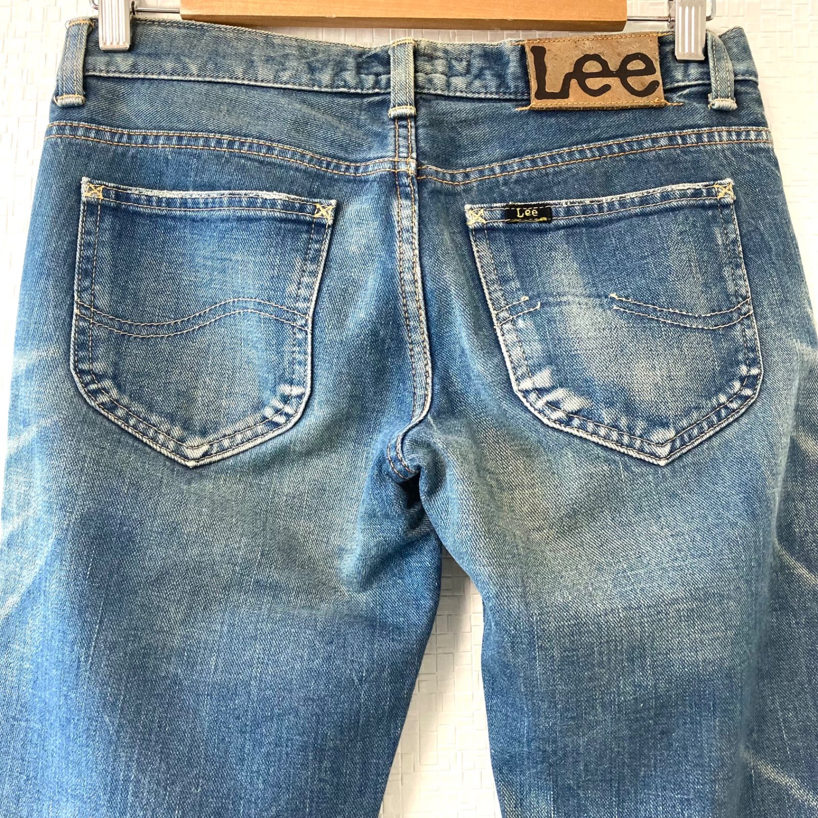 日本製◎【Lee × AMERICAN RAG CIE】リー アメリカンラグシー デニムパンツ 牛革 JEANS ジーンズ ジーパン 綿100%  アメカジ ストリート ウォッシュ加工 ダブルネーム コラボ 別注インディゴブルー レディース W26/2857UU