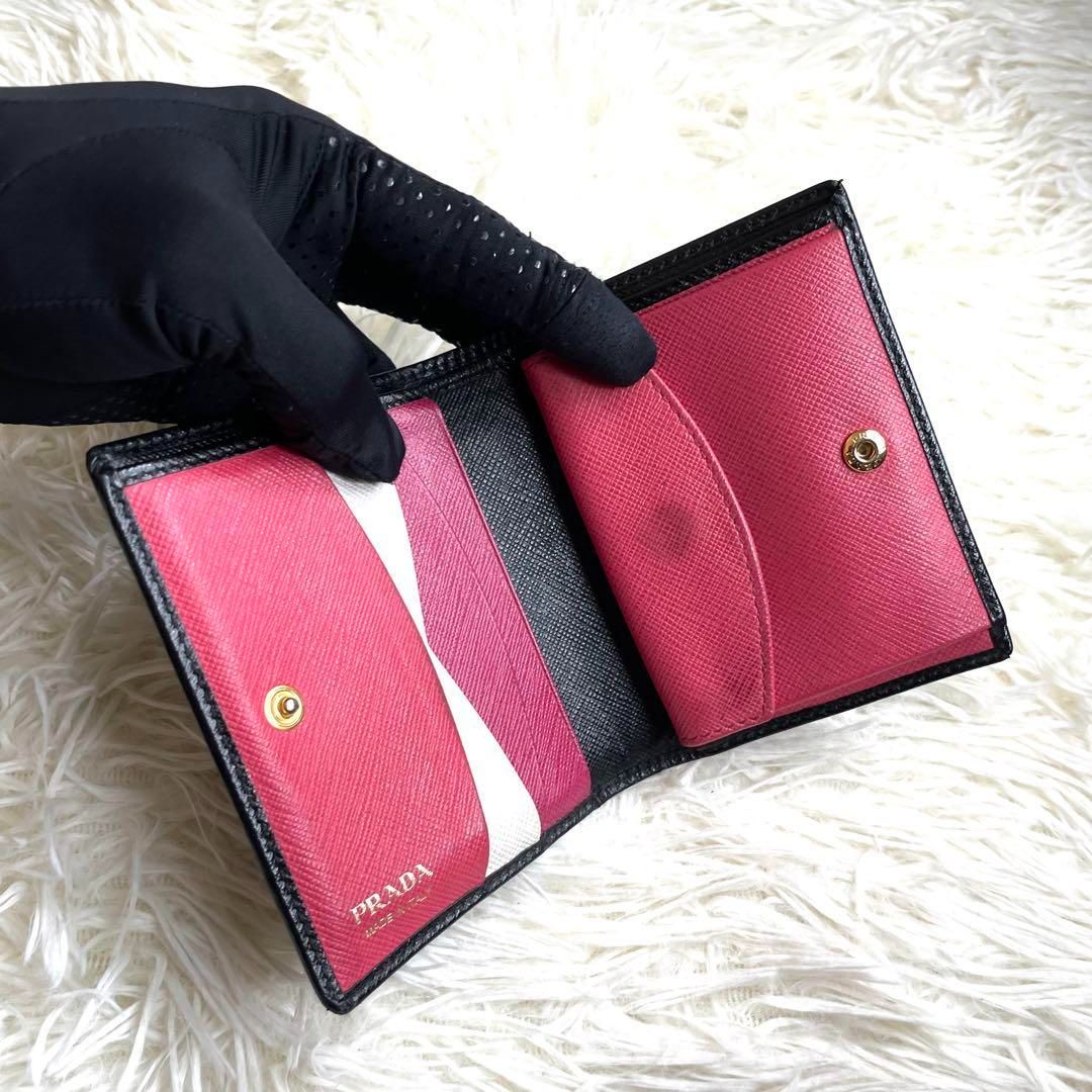 PRADA プラダ サフィアーノ バイカラー 2つ折り 長財布 ピンク