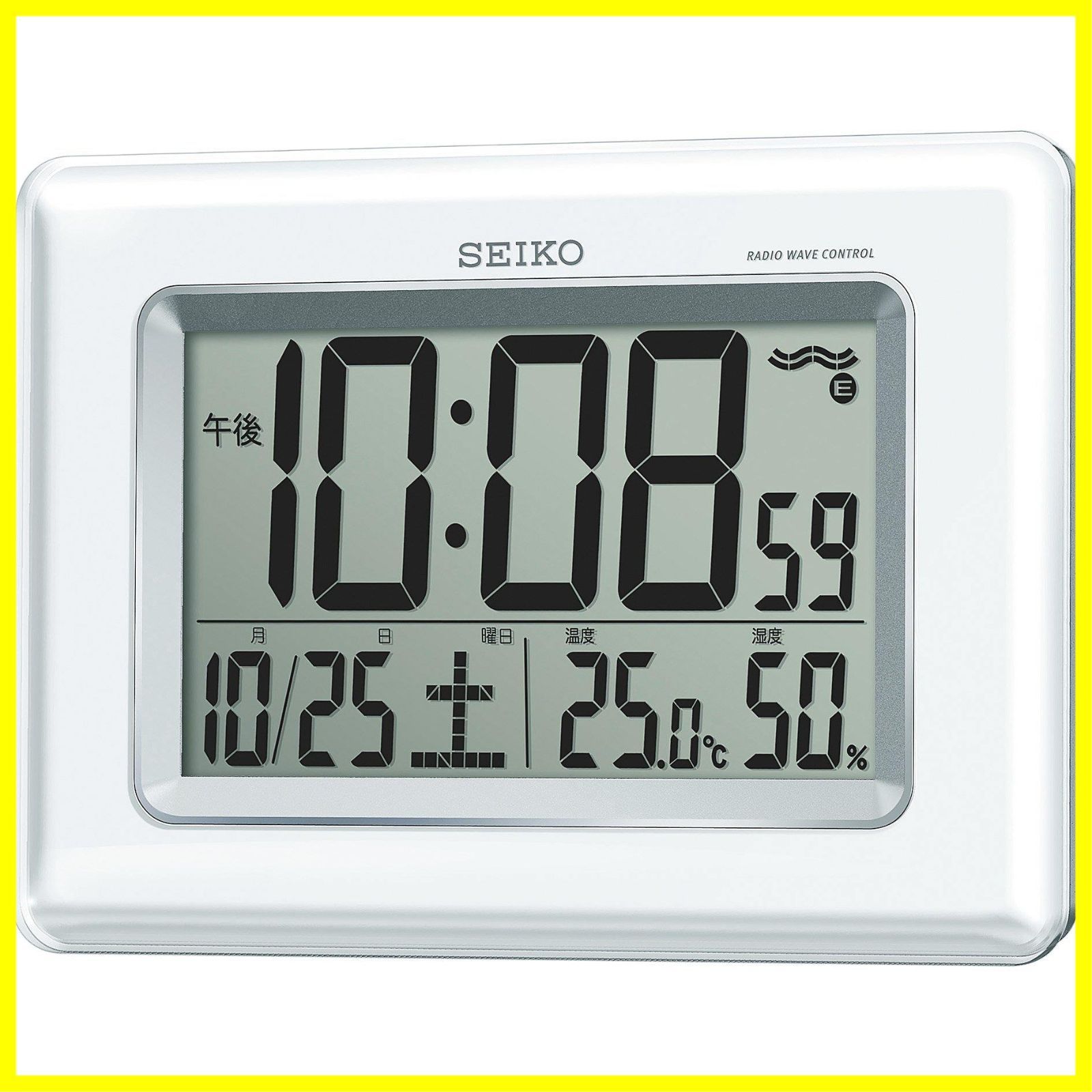 人気商品】白 表示 湿度 パール 温度 カレンダー デジタル SQ424W 電波