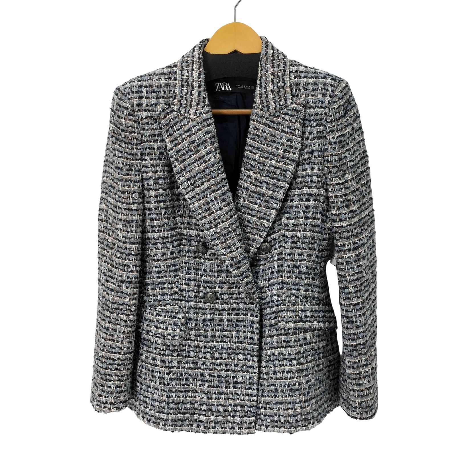 ザラ ZARA テクスチャー素材ダブルブレストブレザー レディース