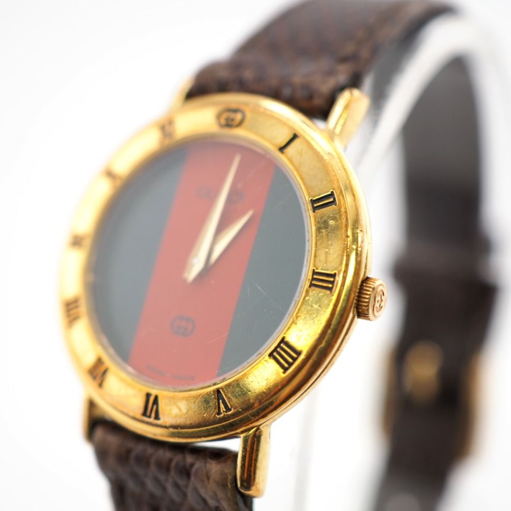 GUCCI/グッチ 3000L ロゴ クォーツ シェリーライン 腕時計 ゴールド 