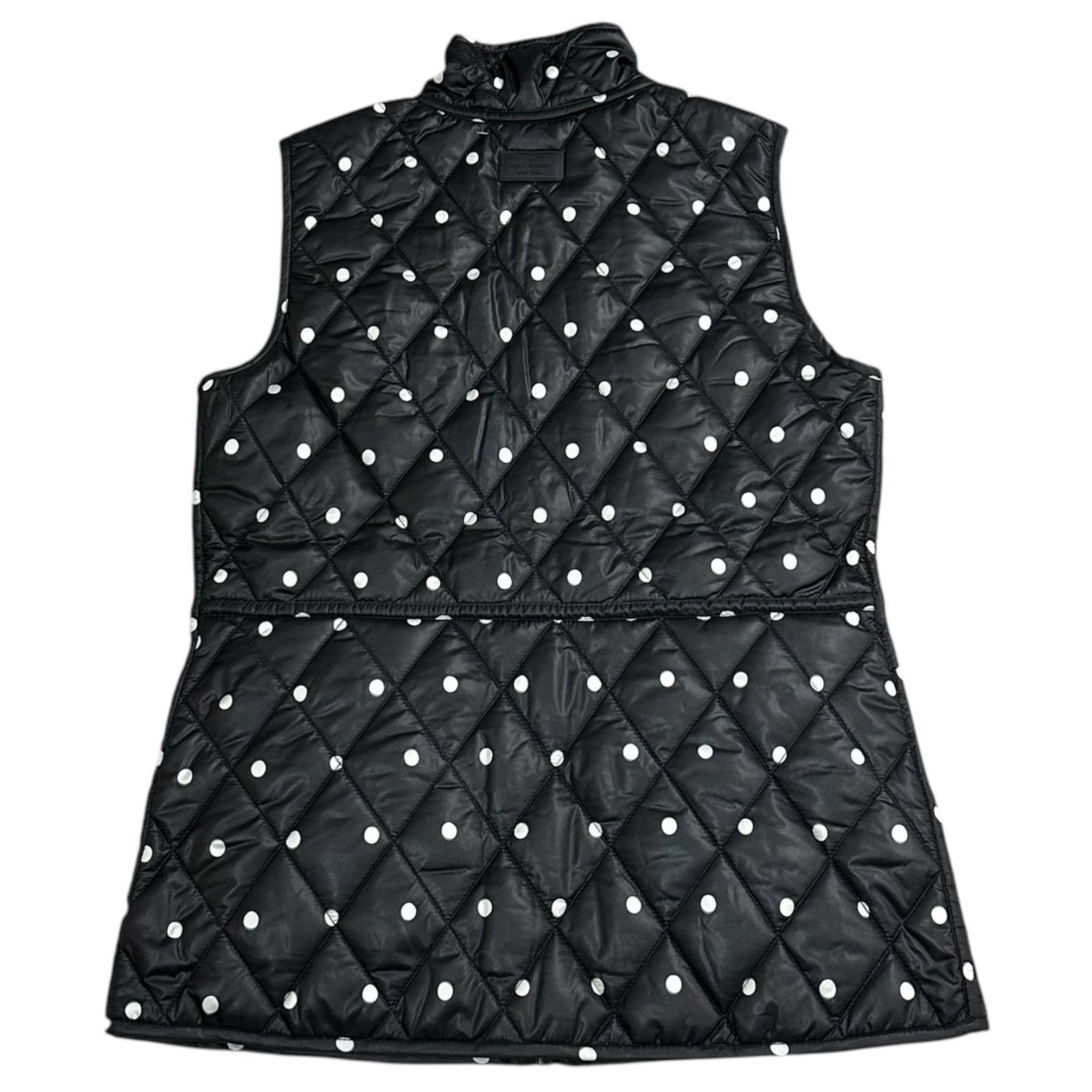 kate spade new york◆キルティングベスト/XS/ポリエステル/ブラック/黒/K13706UR/ドット柄 アメレックス リバーシブル キルテッド ベスト | ウェア