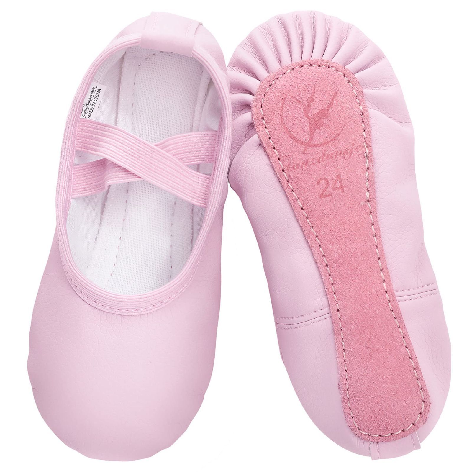 新生活応援SALE24.5 cm_ピンク [tanzdunsje] バレエシューズ 子供 キッズ 大人全革 バレエ用品 ダンス用品 ダンスシューズ ピンク ブラック (16cm～25cm)