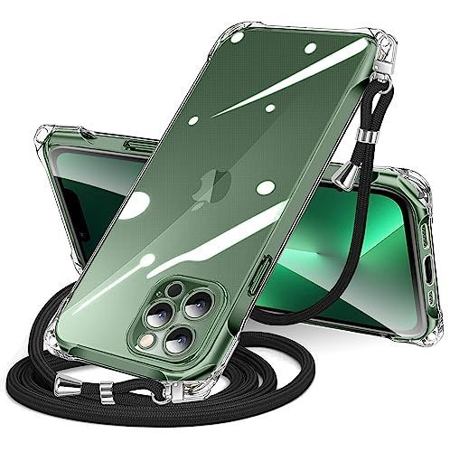iPhone 13 Pro_クリア iPhone 13 Pro 用 ケース クリア ショルダー iphone13pro スマホケース アイフォン13Pro カバー 肩掛け 斜めかけ 縄掛けケース 透明 TPU 薄型 軽量 耐衝撃 紐付き 斜めがけ 織りストラ