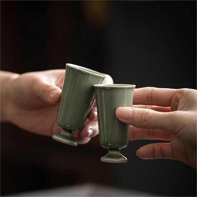 中国茶器 台湾茶 品茗杯 ちゃわん 豆茶わん 酒器 香りを嗅ぐ茶杯 （青釉）点YEDA1343
