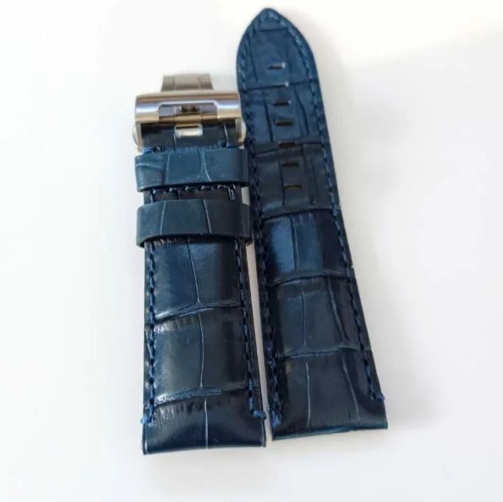 24mm 腕時計 イタリアン カーフレザー 革ベルト ネイビーブルー 紺 D