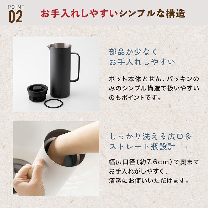 ピーコック 保温ポット 1リットル ウォーターサーバー 真空断熱 保温 保冷 広口 1L ポット ステンレス 卓上ポット ホワイト AHW-100 W