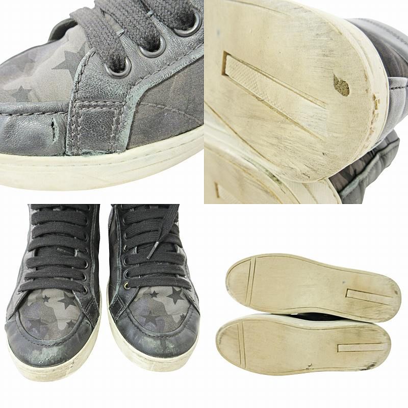 プラダ PRADA スニーカー 迷彩 カモフラ柄 ハイカット レザー 38