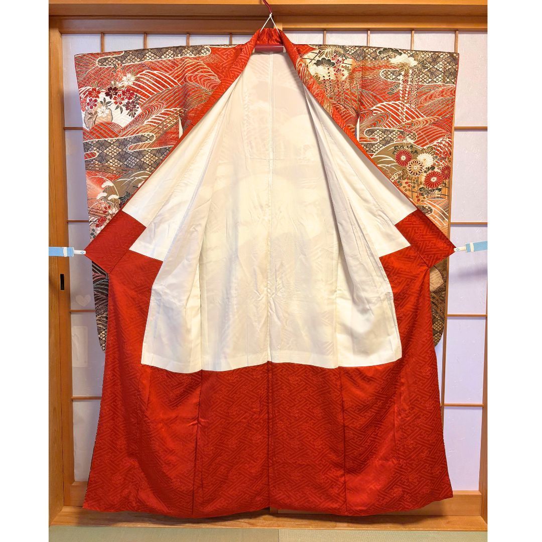 超トールサイズ】 振袖 フルセット 身丈173cm 裄65.5cm 赤 茶