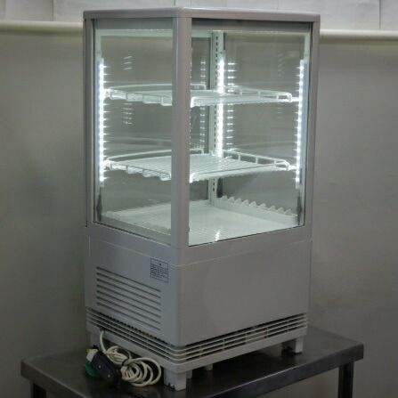 レマコム 4面ガラス 冷蔵ショーケース 卓上型 63L ブラック 冷蔵庫