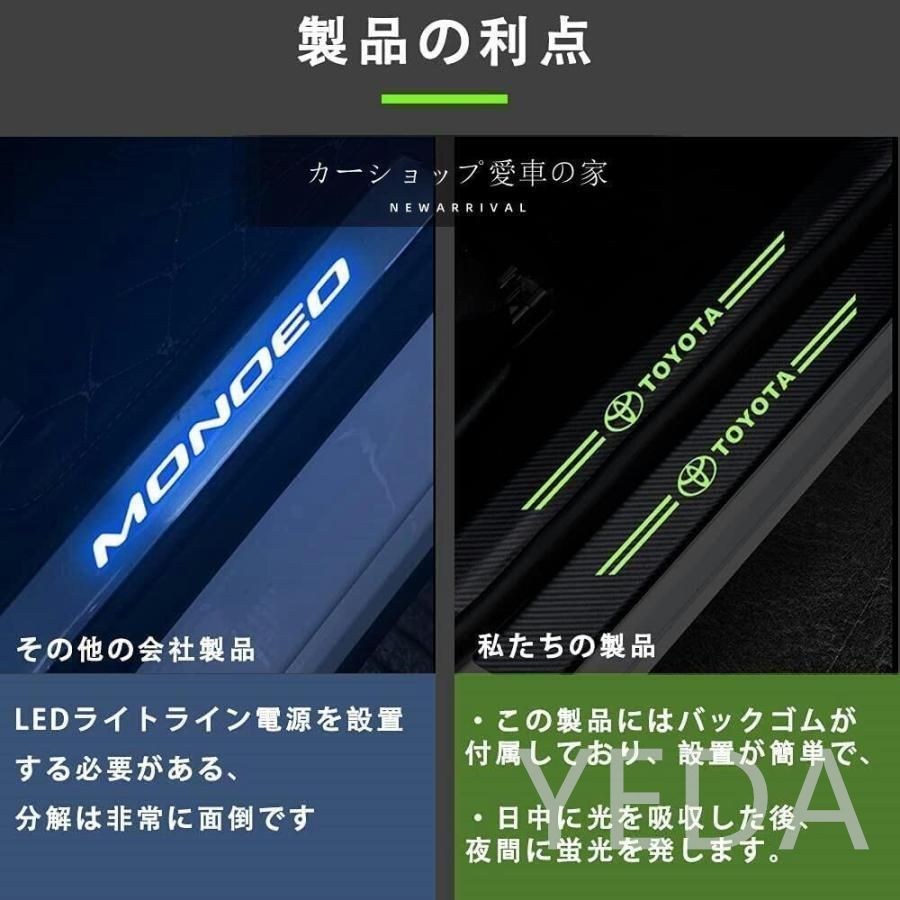 トヨタ ハイラックス - - 系 夜光 ドアサイドステップガード キズ防止 汚れキズ防止1 送料無料 [1年間の保証]YEDA2771