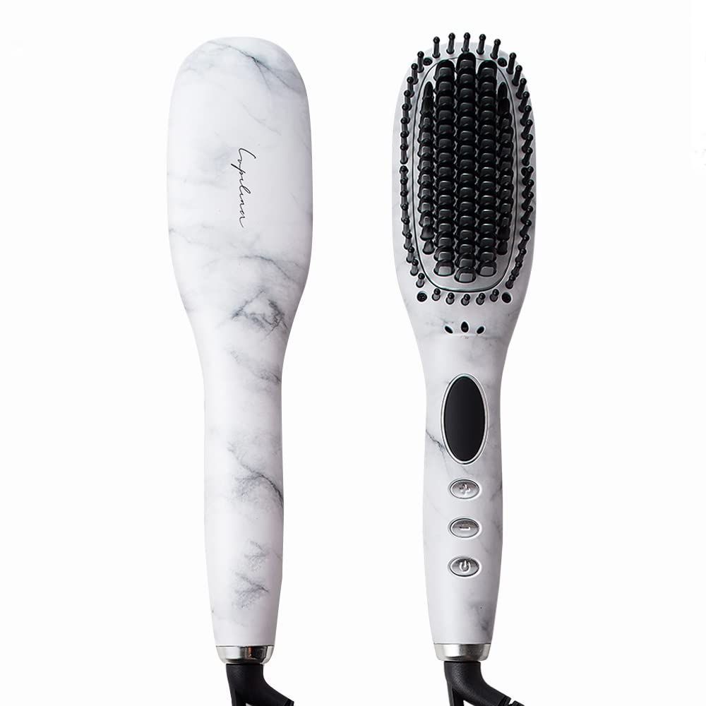 色: 大理石】Lupilina®ルピリーナヒートブラシ ヘアアイロン ブラシ 髪