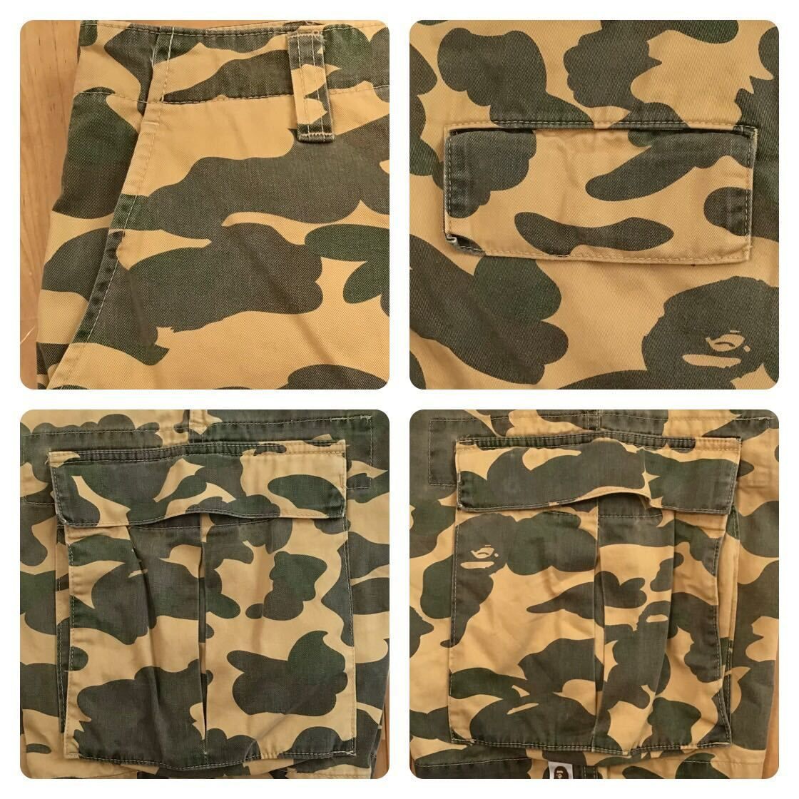 1st camo yellow カーゴ ハーフパンツ Sサイズ a bathing ape BAPE shorts エイプ ベイプ アベイシングエイプ 迷彩 ショーツ NIGO