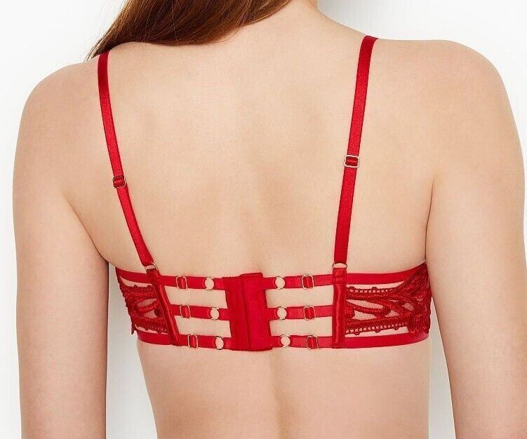 Victoria's Secret 水晶ストラップブラ C75 新品 Victoria's Secret ストラッピー オープンカップ デミ ブラ