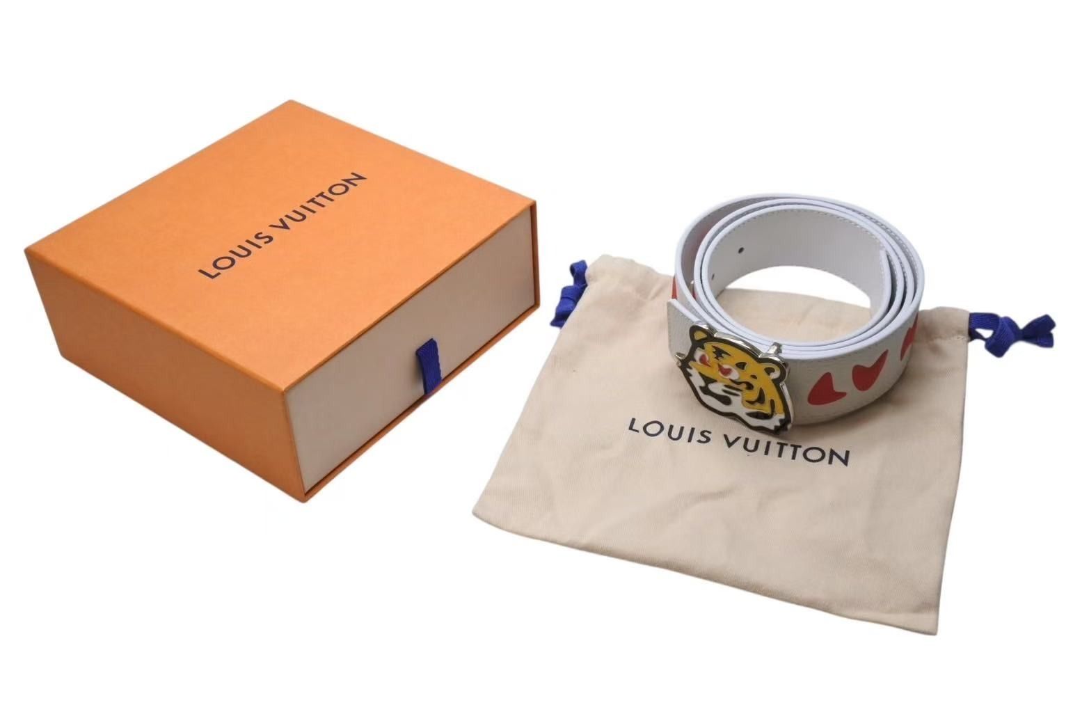 LOUIS VUITTON ルイヴィトン ベルト × NIGO ベルト タイガー M0486 ロゴ ホワイト レッド 4b002065