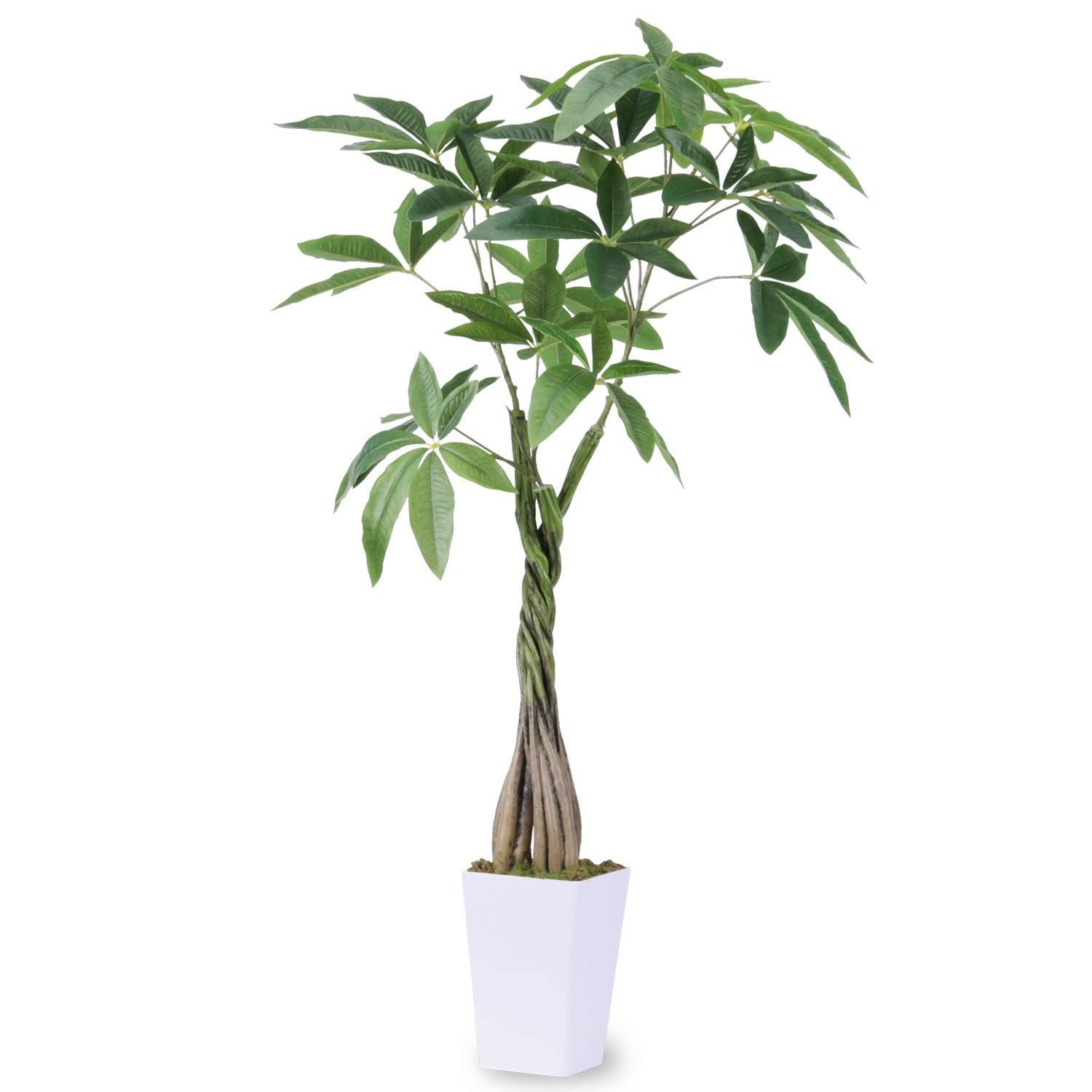 Ruwenus フェイクグリーン 人工観葉植物 観葉樹 造花 光触媒 空気清浄 【パキラ 多幸の木】高さ98cm 屋内 オフィス 鉢植え 植木