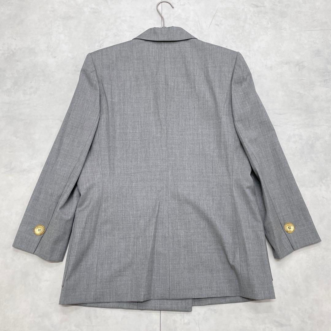 GIVENCHY ジバンシー フランス製 セットアップ 金ボタン ダブル ジャケット スカート 2点セット グレー ヴィンテージ 42 MAAHADDERANG_COM