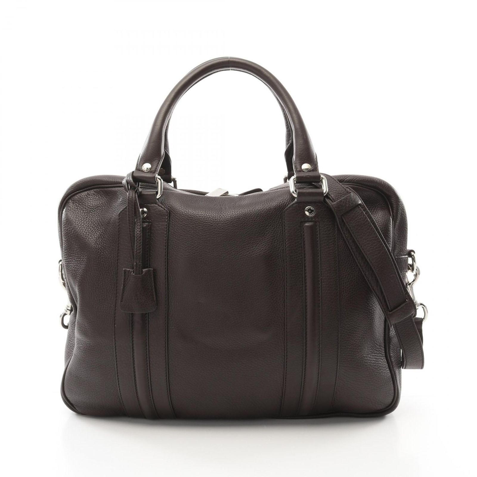グッチ GUCCI ビジネスバッグ ダークブラウン レザー 2wayショルダー メンズ Used B