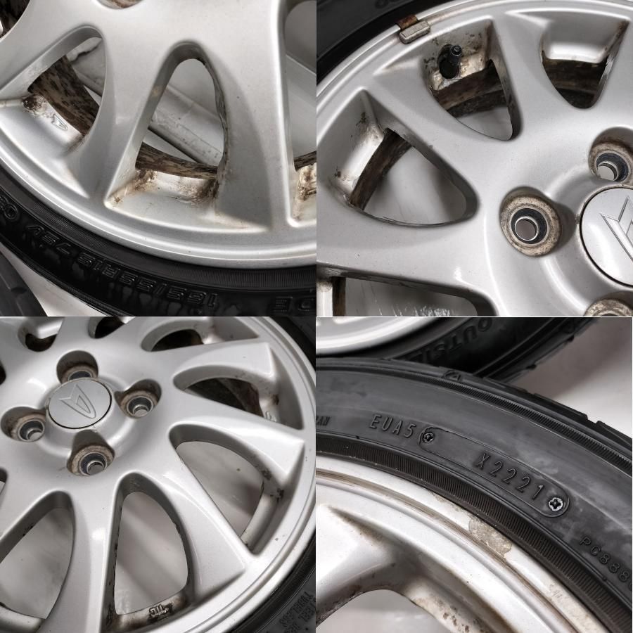 ◆配送先指定あり◆ ＜訳アリ特価！ ノーマル x ホイール 4本＞ 165/55R15 ダンロップ LEMANS V　 15X4.5J ダイハツ 純正 4H -100 ダイハツの軽に！    中古  ～本州・四国は送料無料～