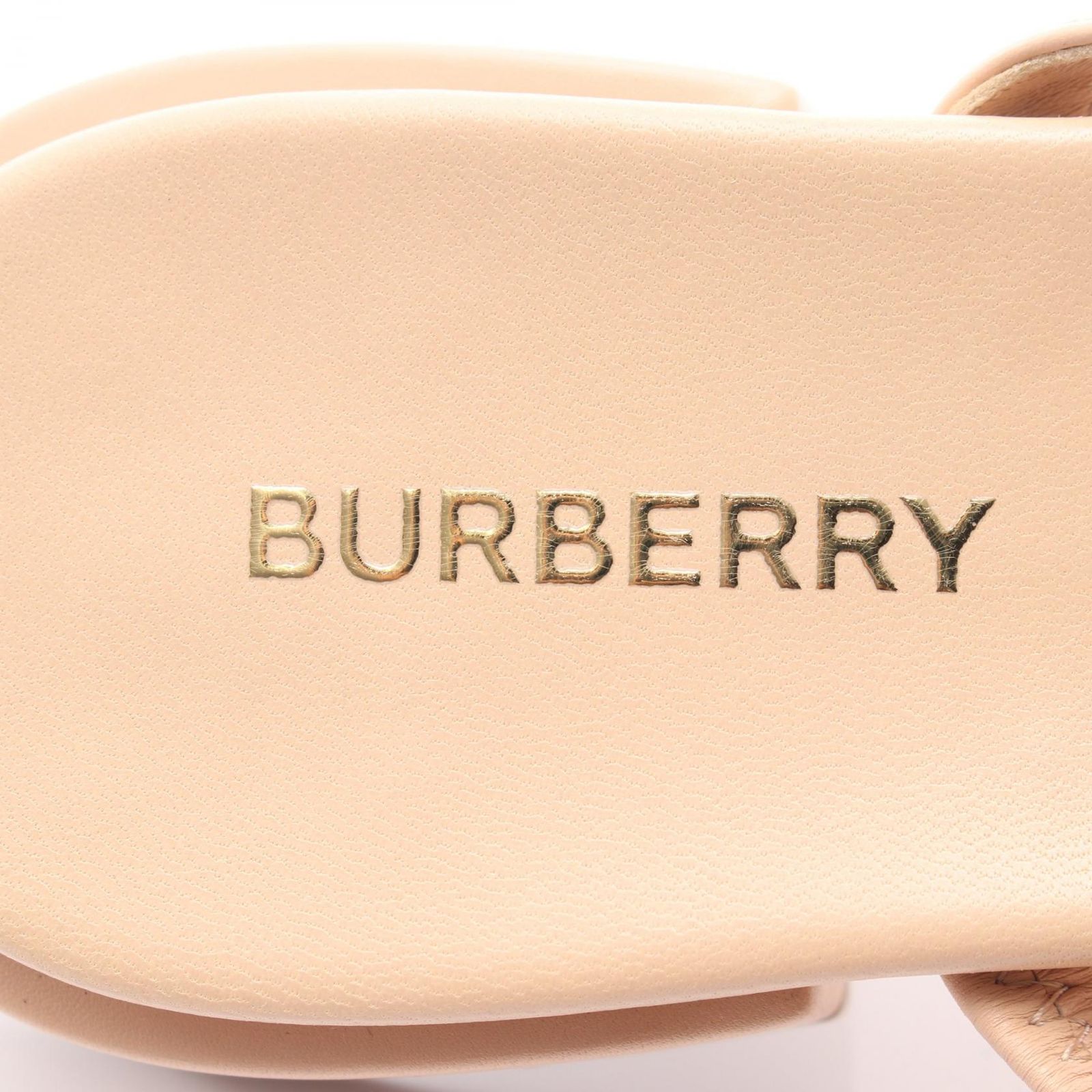 バーバリー BURBERRY サンダル ロゴ ピンクベージュ レザー