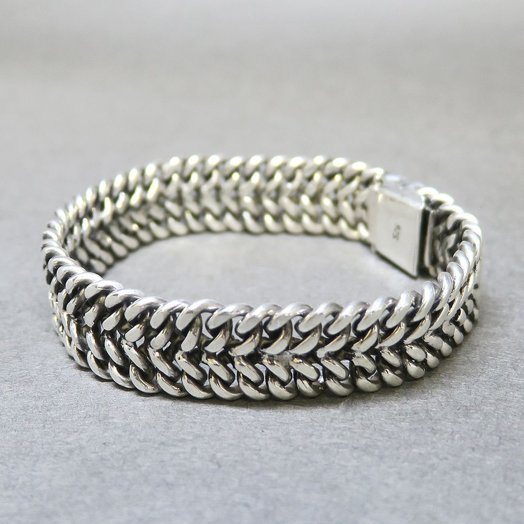 シルバー SV925 喜平2連 ブレスレット 44.6g -buys