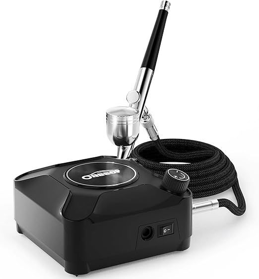 【在庫処分】Oasser エアブラシ セット ミニコンプレッサー ダブルアクション 無段階圧力制御タイプ2-36PSI調節可能 プラモデルの塗装 ボディーアート 塗装用具 持ち運びやすい 初心者向け ノ