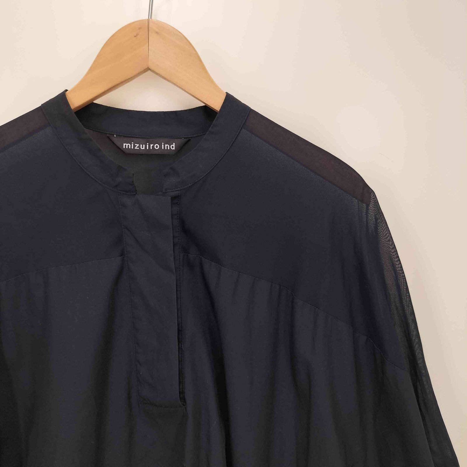 ミズイロインド mizuiro ind バンドカラー ブラウス レディース 表記無