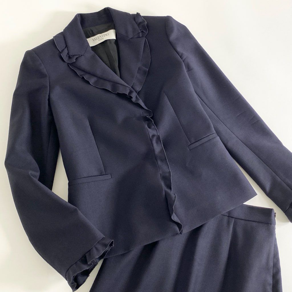 53e1 VALENTINO ヴァレンティノ フリルデザイン ジャケット スカート  