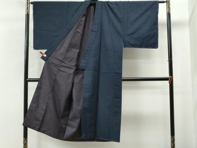 平和屋着物○男性 紬 色無地 留紺色 正絹 逸品 未使用 CAAS7029yc  