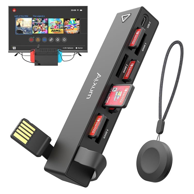 Alxum 8-in-1 Switch カードリーダー 切り替え器 リモコン付き ソフトカード読み取り用*8 switch ソフト 切り替え カードケース ソフトケース 多機能 Switch ゲームスイッチャー 複数のスイッチゲーム