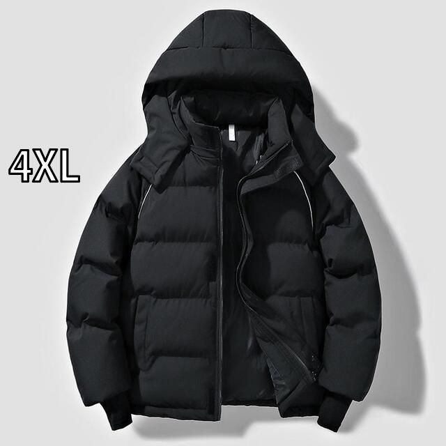 4XL メンズ ファッション 服 男性用 オシャレ シンプル 大人 かっこいい ストリート ブラック コットン ジャケット 取外し フード ジャケット カジュアル 厚手 コットン ジャケット