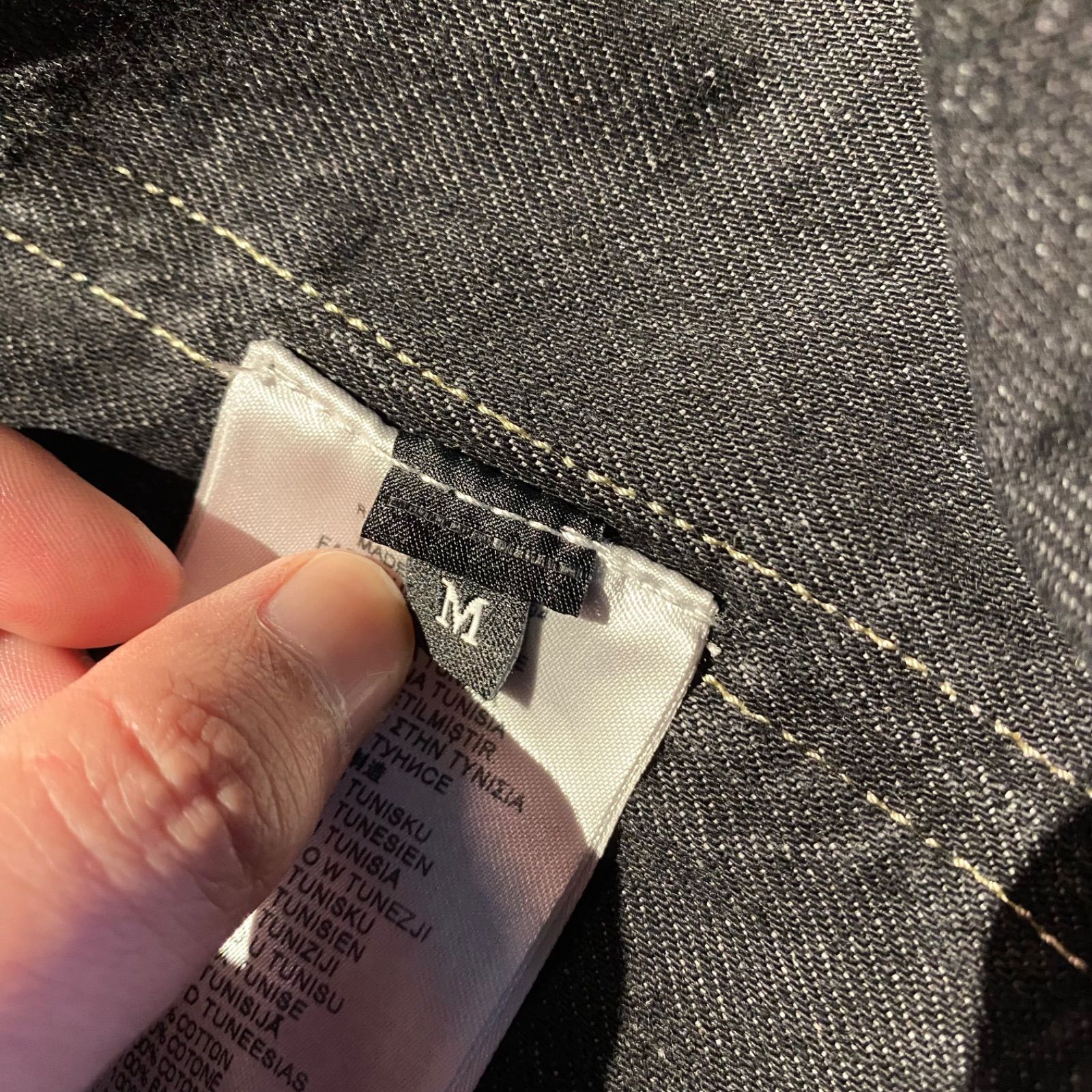 テープデザインデニムシャツ