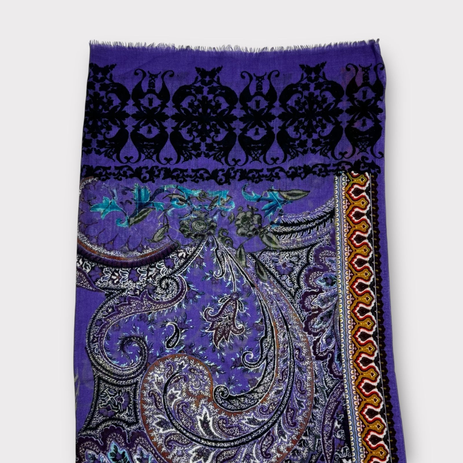 超美品✨ETRO エトロ　ペイズリー　フラワー　大判　ストール　カシミヤ100% 超美品！ETRO エトロ ペイズリー フラワー 大判 ストール