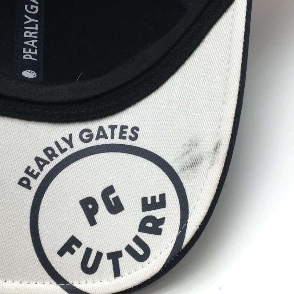美品】パーリーゲイツ キャップ ネイビー×白 つば裏PG FUTURE