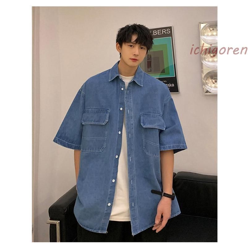 お気にいる 半袖シャツ アロハシャツ メンズ ボタンダウン デニムシャツ 服&ファッション小物