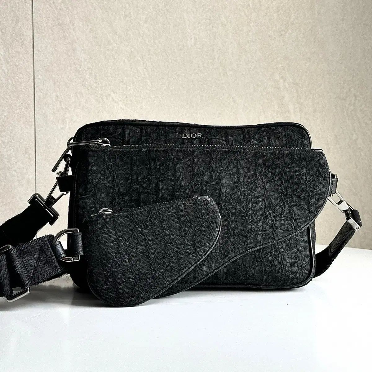 インボイスO ディオール オブリーク トリプル サドルバッグ クロスバッグ ブラック