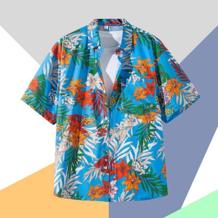 アロハシャツ メンズ 半袖 ボタニカル柄 トップス 花柄 シャツ