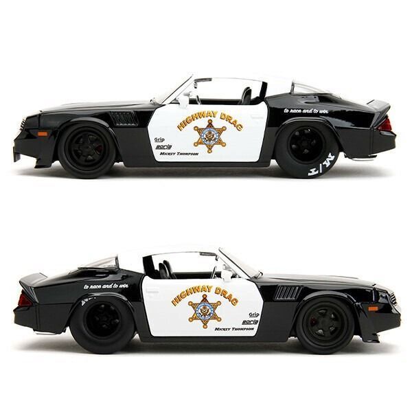 JADATOYS 1979 シボレー カマロ Z28 パトカー 白黒 ミニカー