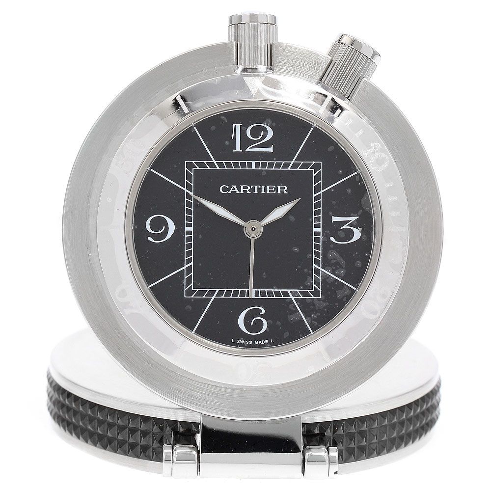 カルティエ CARTIER パシャシータイマー 置時計 トラベルクロック アラーム クォーツ き_877270
