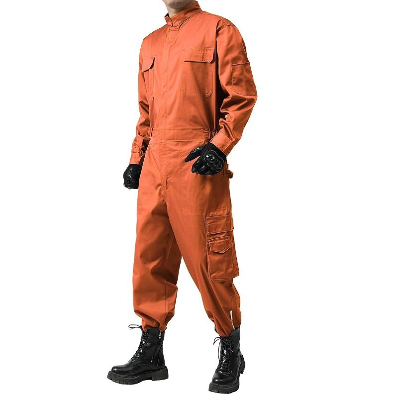 [うみしも] つなぎ おしゃれ sowa つなぎ服 作業服 上下セット 空調つなぎ服 ワークマン つなぎ服 つなぎ服 メンズ 防寒 つなぎ服 ディッキーズ つなぎ服 (XL, オレンジ)