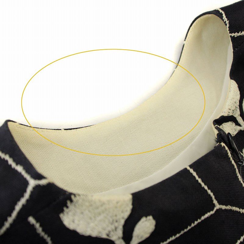 花柄刺繍 ノースリーブ ひざ丈ワンピース　ミナペルホネン ミナペルホネン mina perhonen FLOWER BOX リネン ノースリーブ